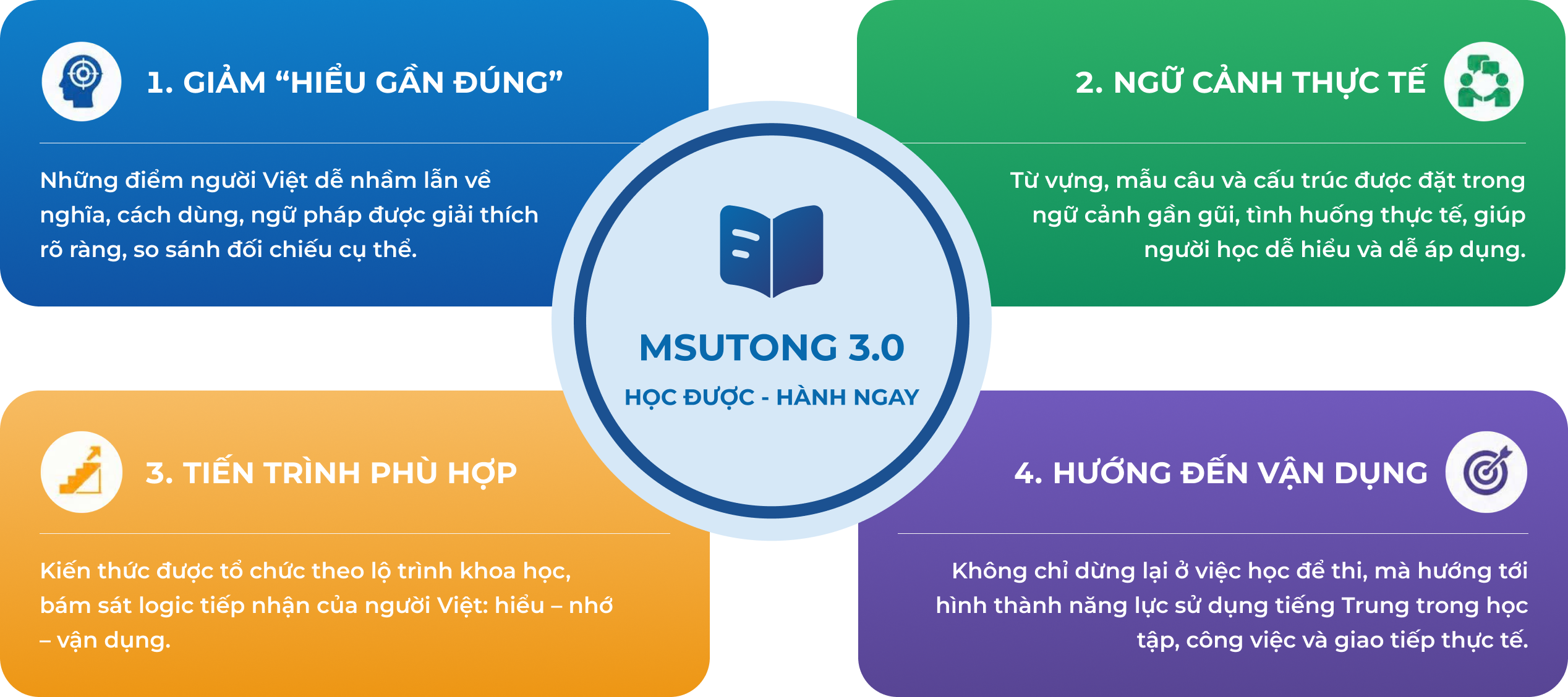 MSUTONG 3.0 — Bản địa hóa học thuật: Giảm hiểu gần đúng, Ngữ cảnh thực tế, Tiến trình phù hợp, Hướng đến vận dụng